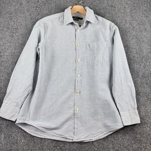 SPAO Mens Shirt S Blue White Stripe Long Sleeve Button Up Regular Fit